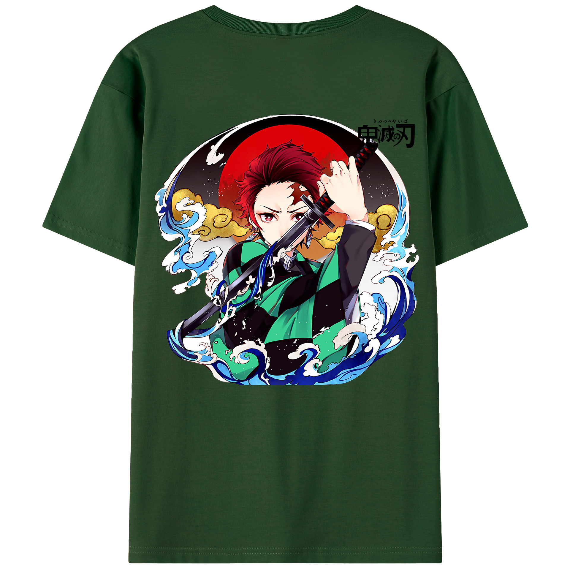 （画像用） 鬼滅の刃 竈門 炭治郎／かまど たんじろう Kamado Tanjirou 綿100％半袖Tシャツ（背面プリント）